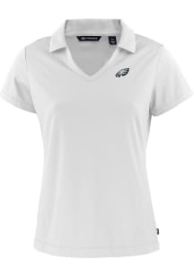 Cutter and Buck Philadelphia Eagles Womens White Daybreak V Neck Short Sleeve Polo Shirt