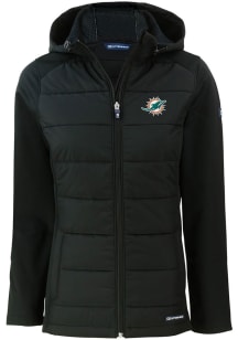 Cutter and Buck Miami Dolphins Womens Black Evoke Hood Heavy Weight Jacket