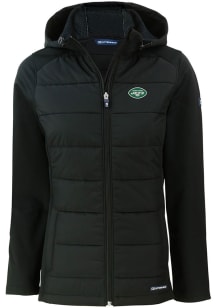 Cutter and Buck New York Jets Womens Black Evoke Hood Heavy Weight Jacket