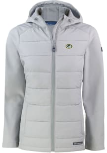 Cutter and Buck Green Bay Packers Womens Grey Evoke Hood Heavy Weight Jacket