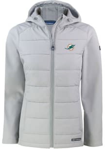 Cutter and Buck Miami Dolphins Womens Charcoal Evoke Hood Heavy Weight Jacket