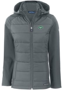Cutter and Buck New York Jets Womens Grey Evoke Hood Heavy Weight Jacket