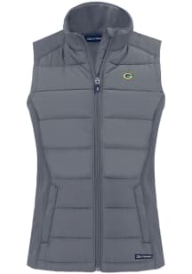 Cutter and Buck Green Bay Packers Womens Grey Evoke Vest