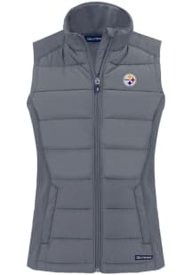 Cutter and Buck Pittsburgh Steelers Womens Grey Evoke Vest