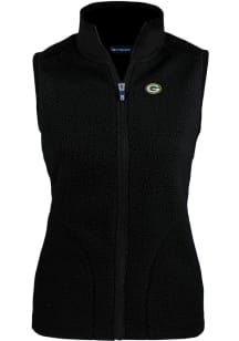 Cutter and Buck Green Bay Packers Womens Black Cascade Sherpa Vest