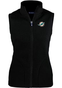 Cutter and Buck Miami Dolphins Womens Black Cascade Sherpa Vest
