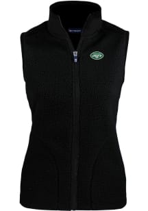 Cutter and Buck New York Jets Womens Black Cascade Sherpa Vest