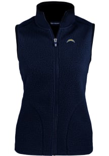 Cutter and Buck Los Angeles Chargers Womens Navy Blue Cascade Sherpa Vest