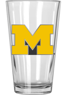 Yellow Michigan Wolverines 16oz Metal Emblem Pint Glass