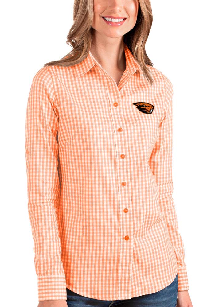 Antigua Oregon State Beavers Womens Structure Long Sleeve Orange Dress Shirt