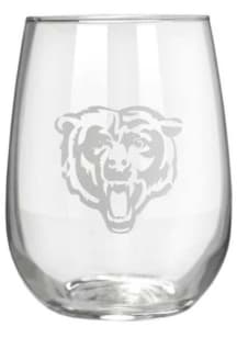 Chicago Bears 17oz Etched Stemless Wine Glass - White