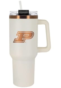 White Purdue Boilermakers 40oz Cream + Copper Stainless Steel Tumbler