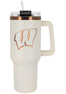 White Wisconsin Badgers 40oz Cream + Copper Stainless Steel Tumbler