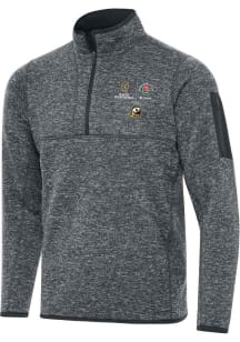 Mens Oregon Ducks Grey Antigua 2024 CFP Quarterfinals Rose Bowl Fortune Qtr Zip Fashion Pullover