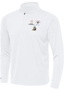 Mens Oregon Ducks White Antigua 2024 CFP Quarterfinals Rose Bowl Tribute Qtr Zip Pullover