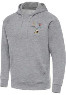 Mens Oregon Ducks Grey Antigua 2024 CFP Quarterfinals Rose Bowl Victory Hooded Sweatshirt