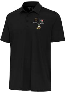 Mens Oregon Ducks Black Antigua 2024 CFP Quarterfinals Rose Bowl Whirl Short Sleeve Polo Shirt