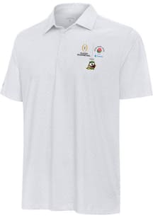 Mens Oregon Ducks White Antigua 2024 CFP Quarterfinals Rose Bowl Whirl Short Sleeve Polo Shirt