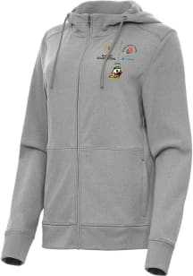 Womens Oregon Ducks Grey Antigua 2024 CFP Quarterfinals Rose Bowl Seeker Light Weight Jacket