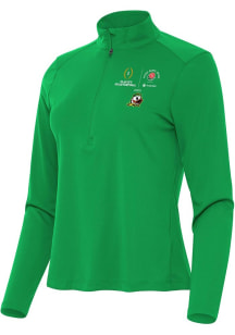 Womens Oregon Ducks Green Antigua 2024 CFP Quarterfinals Rose Bowl Tribute Qtr Zip Pullover