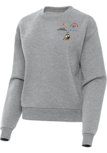 Womens Oregon Ducks Grey Antigua 2024 CFP Quarterfinals Rose Bowl Victory Crew Sweatshirt