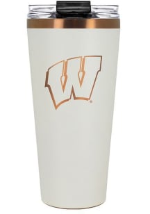 White Wisconsin Badgers 32oz Cream + Copper Stainless Steel Tumbler