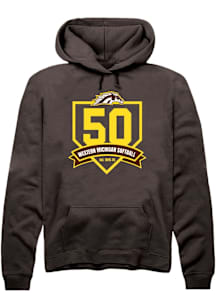 Summit Sportswear Western Michigan Broncos Mens Brown Softball 50th Anniversary Long Sleeve Hoodie