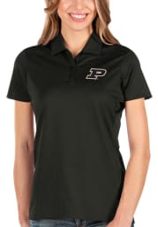 Antigua Purdue Boilermakers Womens Black Balance Short Sleeve Polo Shirt