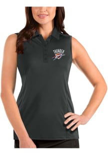 Antigua Oklahoma City Thunder Womens Grey Sleeveless Tribute Polo Shirt
