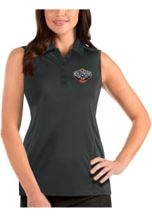 Antigua New Orleans Pelicans Womens Grey Sleeveless Tribute Polo Shirt