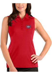 Antigua Montreal Canadiens Womens Red Sleeveless Tribute Polo Shirt