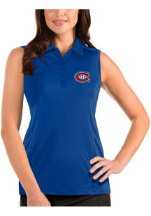 Antigua Montreal Canadiens Womens Blue Sleeveless Tribute Polo Shirt