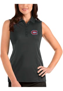 Antigua Montreal Canadiens Womens Grey Sleeveless Tribute Polo Shirt