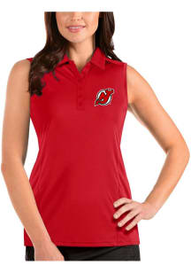 Antigua New Jersey Devils Womens Red Sleeveless Tribute Polo Shirt
