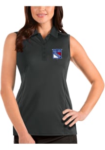 Antigua New York Rangers Womens Grey Sleeveless Tribute Polo Shirt