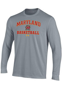 Under Armour Maryland Terrapins Grey Basketball Performance Long Sleeve T Shirt