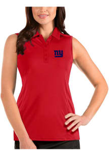 Antigua New York Giants Womens Red Sleeveless Tribute Polo Shirt