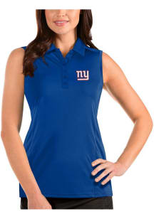 Antigua New York Giants Womens Blue Sleeveless Tribute Polo Shirt