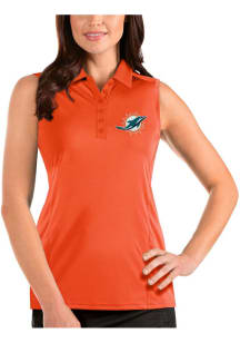 Antigua Miami Dolphins Womens Orange Sleeveless Tribute Polo Shirt