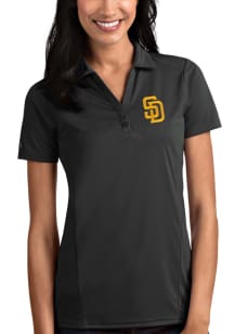 Antigua San Diego Padres Womens Grey Tribute Short Sleeve Polo Shirt