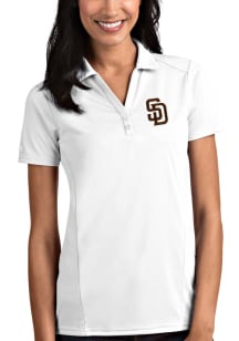 Antigua San Diego Padres Womens White Tribute Short Sleeve Polo Shirt