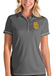 Antigua San Diego Padres Womens Grey Salute Short Sleeve Polo Shirt