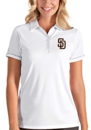 Antigua San Diego Padres Womens White Salute Short Sleeve Polo Shirt