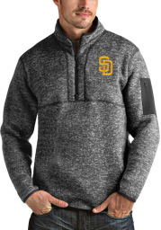 Antigua San Diego Padres Mens Grey Fortune Long Sleeve 1/4 Zip Fashion Pullover