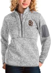 Antigua San Diego Padres Womens Grey Fortune 1/4 Zip Pullover