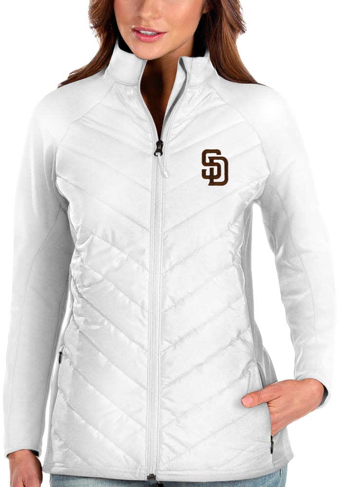 Antigua San Diego Padres Womens White Altitude Medium Weight Jacket