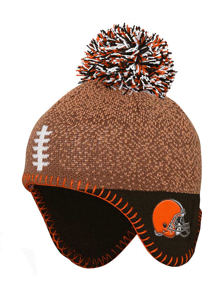 Cleveland Browns Football Head Baby Knit Hat - Brown