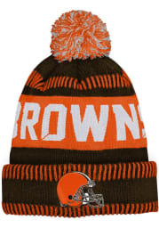 Cleveland Browns Brown Sport Tech Cuff Pom Youth Knit Hat