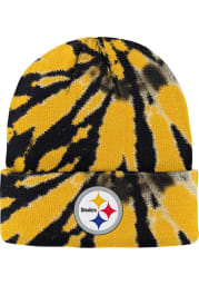 Pittsburgh Steelers Black Tie Dye Cuff Youth Knit Hat