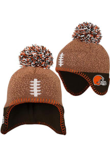 Cleveland Browns Brown Football Head Youth Knit Hat